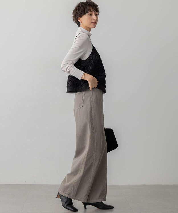 23区 S 【滝沢眞規子さん着用/洗える】コットン コーデュロイ ワイド パンツ ライトグレー系