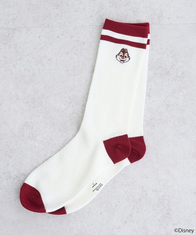 earth music&ecology チップ＆デール／ラインソックス Red