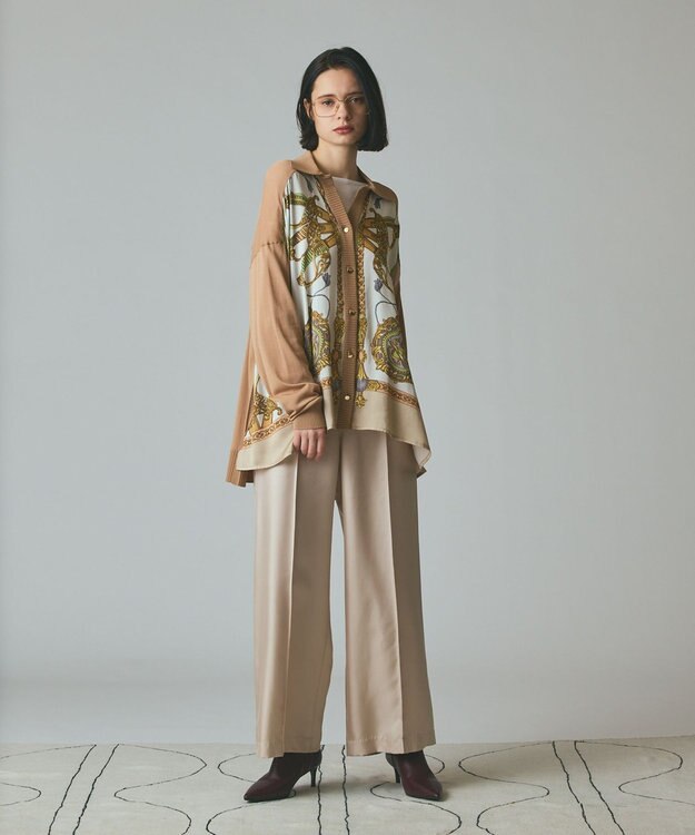 GRACE CONTINENTAL スカーフコンビカーディガン キャメル