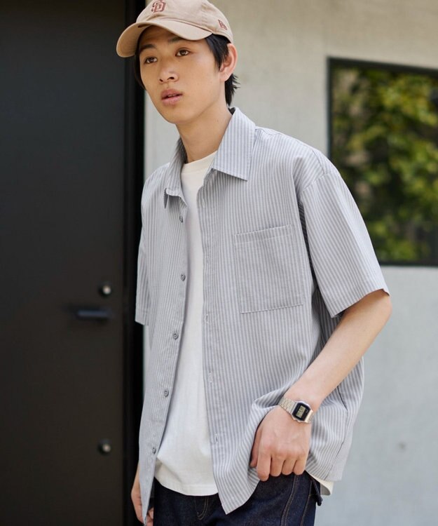 WEGO クロップドSSサッカーストライプシャツ ブラック