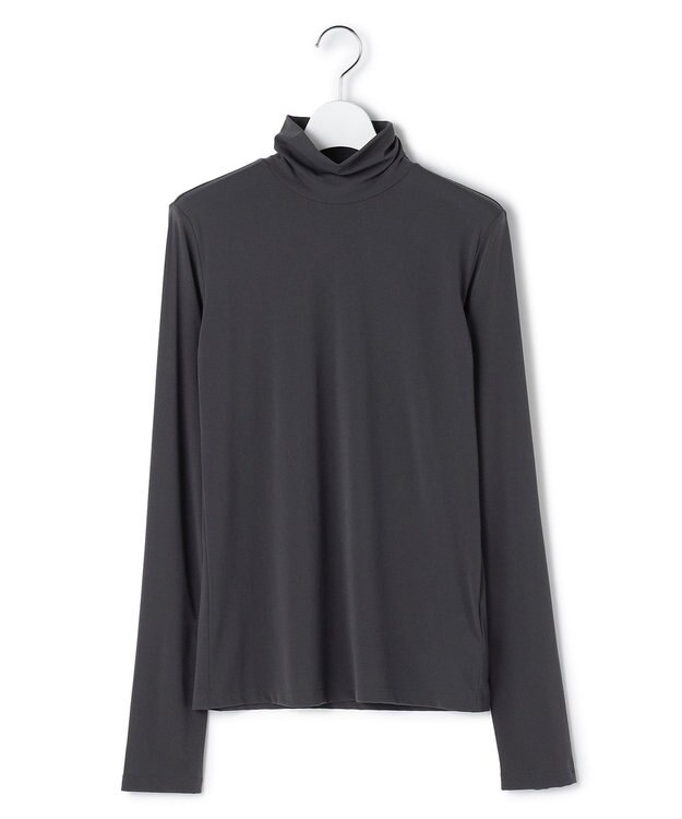 ICB 【洗える】 パウダリーチュール ハイネックトップス チャコール系