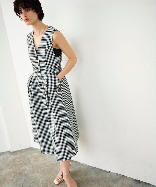 GRACE CONTINENTAL チェックジャンパースカート ブラック