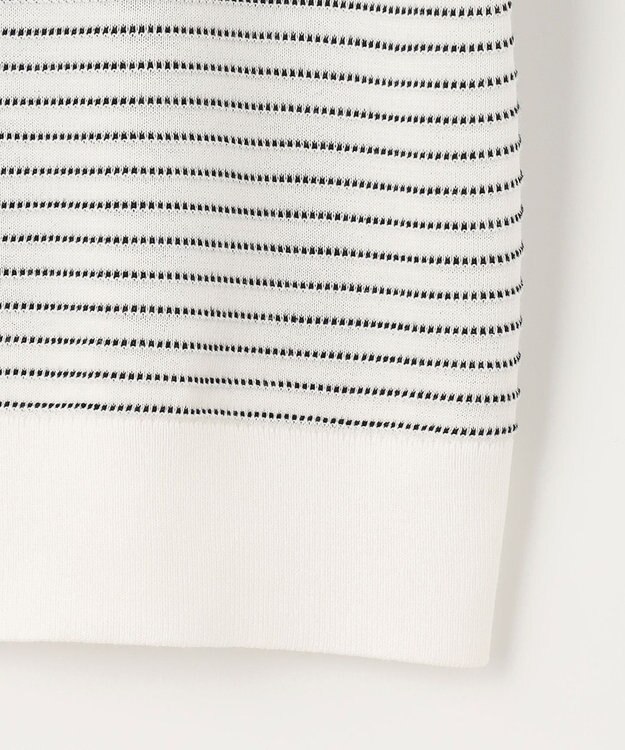 J.PRESS LADIES L 【洗える・抗菌防臭】コットンアセテート ボーダー ドルマン ニット ホワイト系1