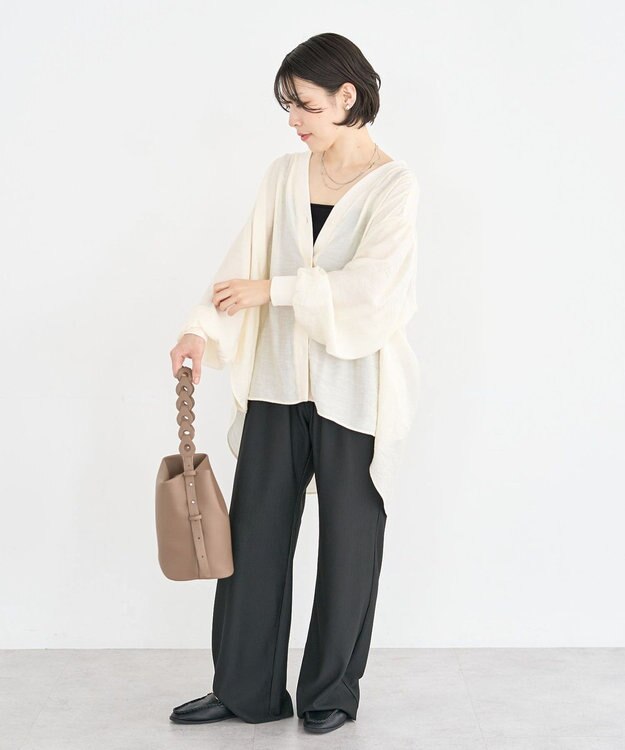 Green Parks リブドッキングシアーシャツ Ecru