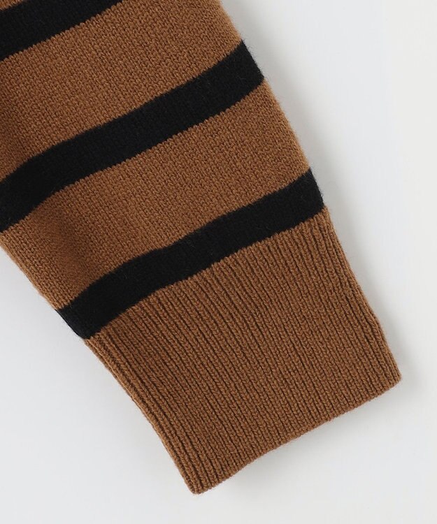 J.PRESS LADIES S 【洗える】MERINO CASHMERE オフタートル ボーダー ニット キャメル系1