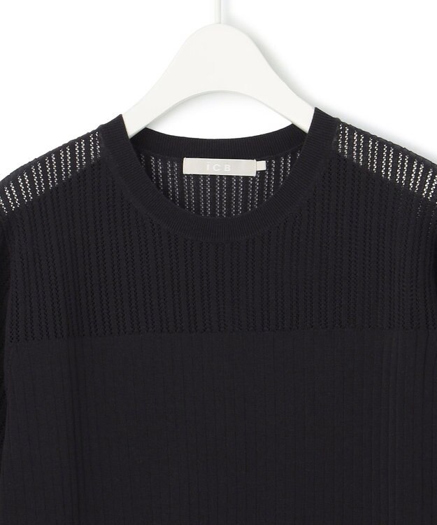 ICB L 【洗える】 レースニットトップス ブラック系