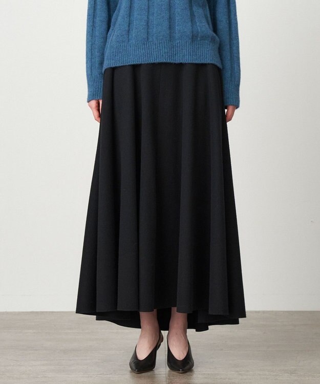 ATON ROYAL FLEECE | フレアスカート BLACK
