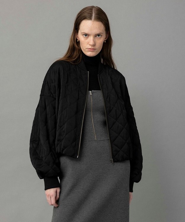 NAVE 【ReNAVE・軽量/手洗い可】ライトキルティングブルゾン ブラック系