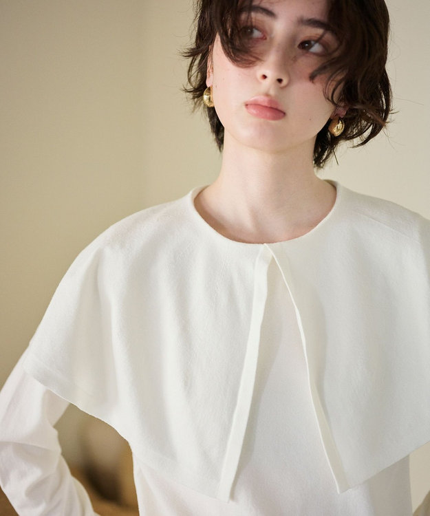 #Newans 【洗える】ケープカラープルオーバー ホワイト