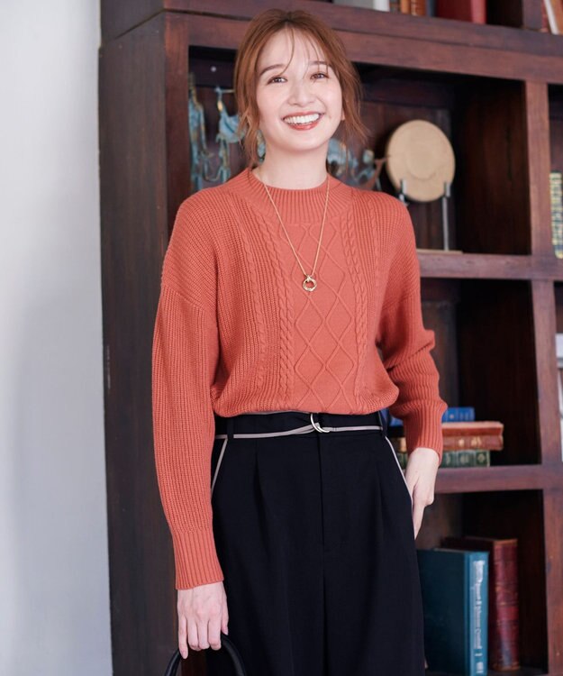 ANY SIS 【洗える】スフレハイネックケーブル ニット