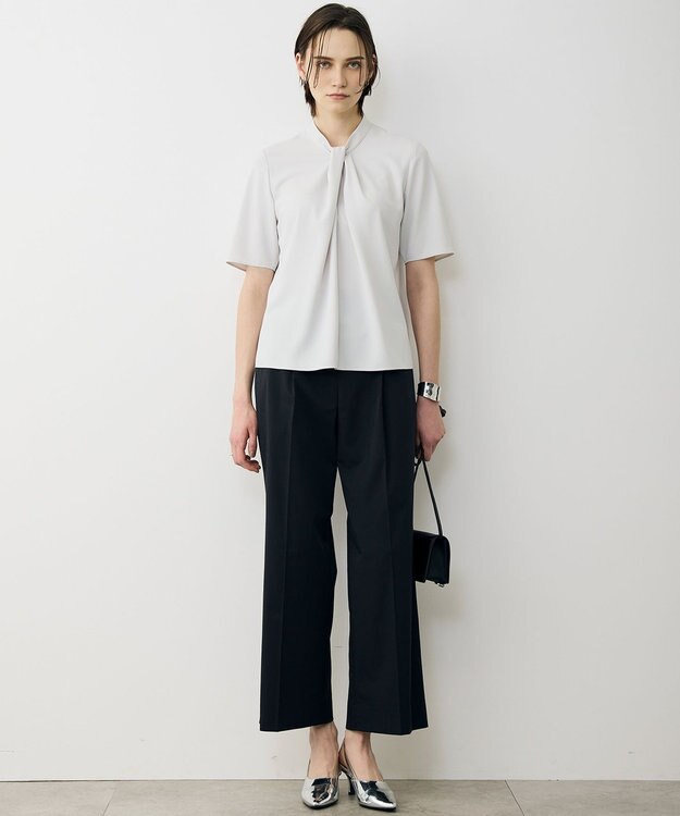 ICB L ストレッチジョーゼット ドレープデザインブラウス トープ