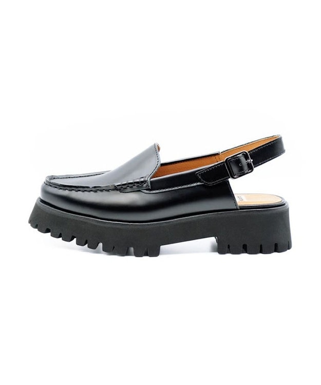 APOM プラットフォームスリングバックモカシン40 ブラックG