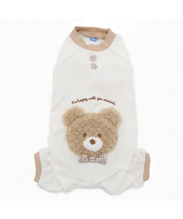 PET PARADISE ペットパラダイス くまちゃん サーモキープ ロンパース 小型犬 ホワイト×ブラウン