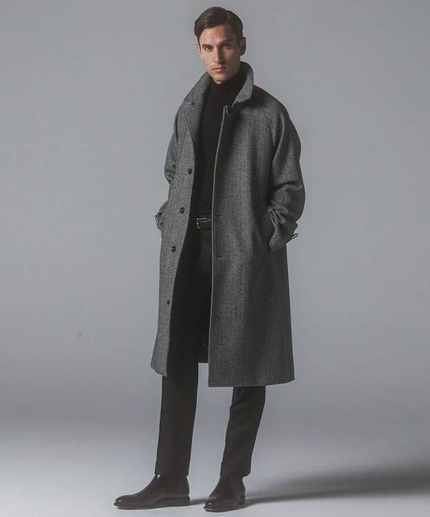 GOTAIRIKU 【山栄毛織】カントリーツイード ステンカラーコート グレー系8