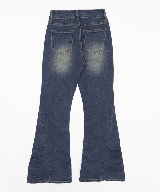 WEGO ギャザーデニムフレアパンツ デニム中濃加工色