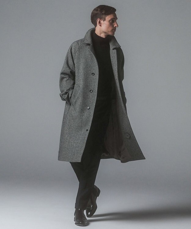 GOTAIRIKU 【山栄毛織】カントリーツイード ステンカラーコート グレー系8