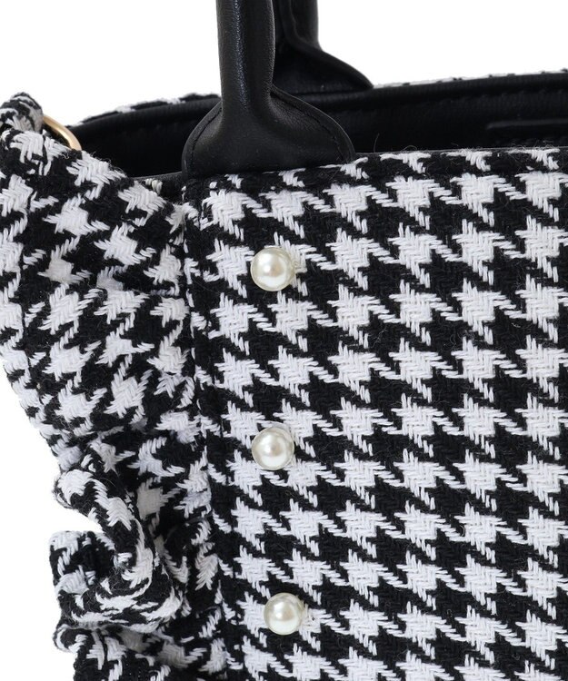 Maison de FLEUR 2Way千鳥柄フリルトートSバッグ Black