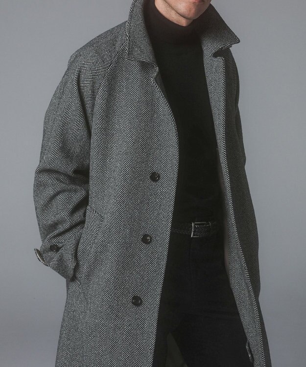 GOTAIRIKU 【山栄毛織】カントリーツイード ステンカラーコート グレー系8