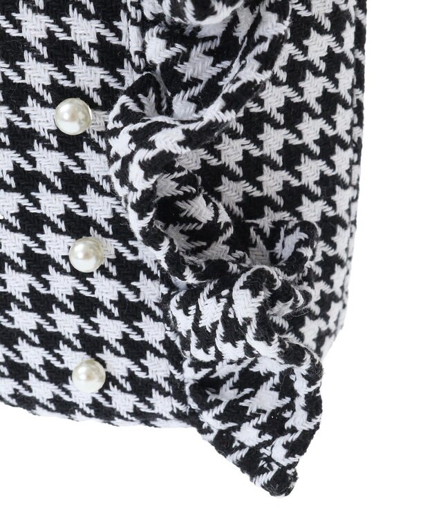 Maison de FLEUR 2Way千鳥柄フリルトートSバッグ Black