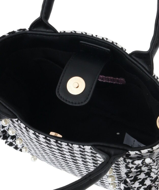 Maison de FLEUR 2Way千鳥柄フリルトートSバッグ Black