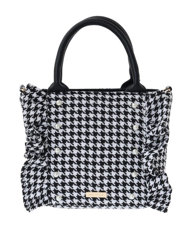 Maison de FLEUR 2Way千鳥柄フリルトートSバッグ Black