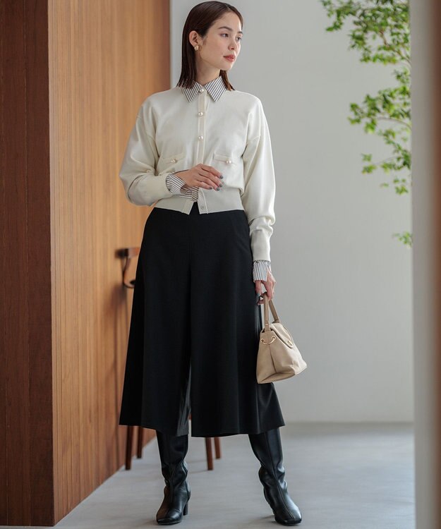 組曲 L 【WEB限定色あり】ELENA パールボタン ニットジャケット パールホワイト系