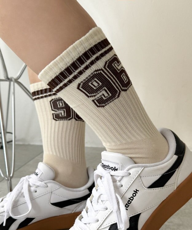 WEGO ナンバリングラインリブソックス ブラウン