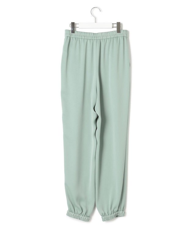 23区 【防シワ性/吸水速乾】ジョーゼットサテン ジョグパンツ ライトグリーン系