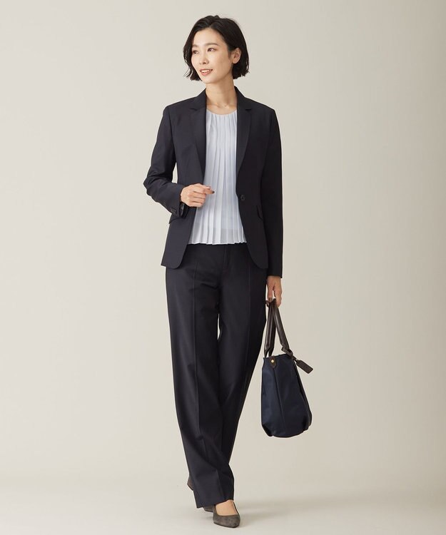 J.PRESS LADIES S プリーツシフォン カットソー サックスブルー系