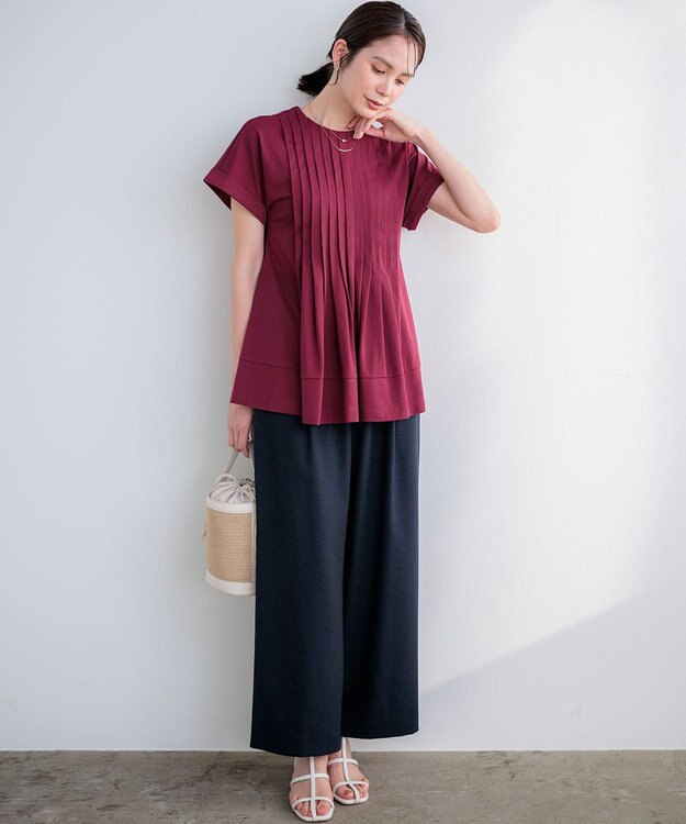 組曲 L 【先行予約】ライトリネンライクイージーワイド パンツ ネイビー系