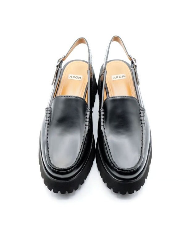 APOM プラットフォームスリングバックモカシン40 ブラックG
