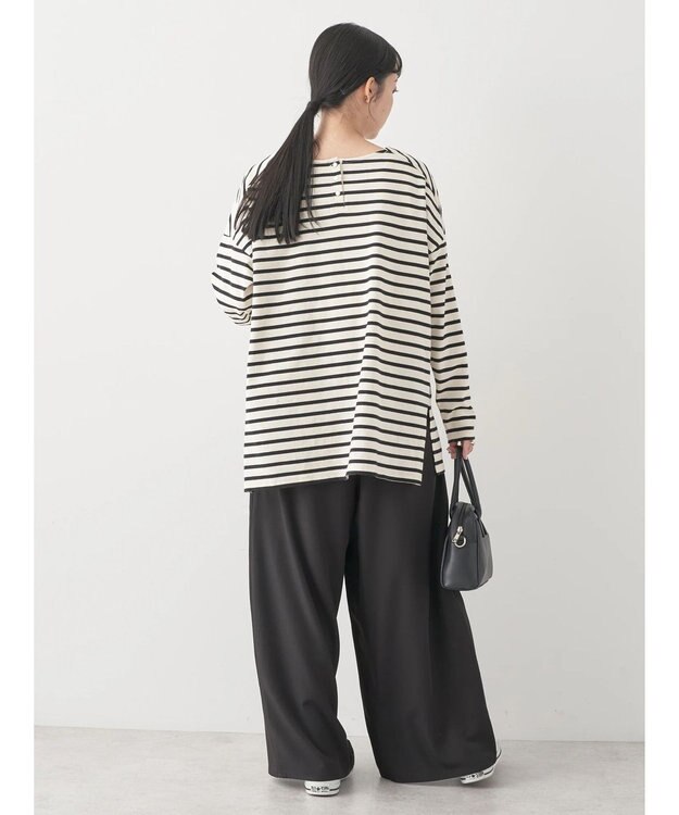 earth music&ecology バック釦ボーダーチュニック Ivory