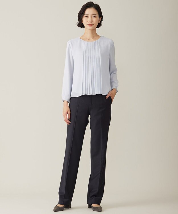 J.PRESS LADIES S プリーツシフォン カットソー サックスブルー系