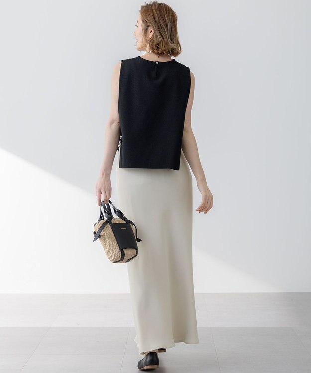 23区 【吸水速乾/防シワ】ジョーゼットサテン ナロー スカート ベージュ系