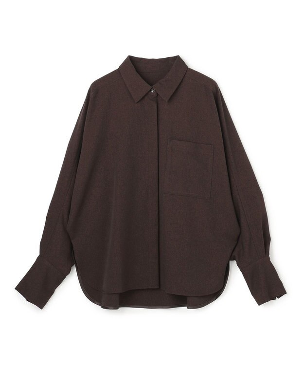 uncrave ウォッシャブルウールライクツイル ドルマンシャツ ブラウン