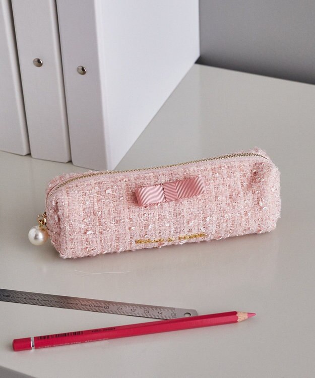 Maison de FLEUR ツイードグログランリボンロングポーチ Light Pink