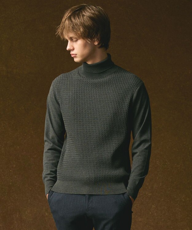 JOSEPH ABBOUD 【キングサイズ・チクチクしない/3シーズン対応/サスティナブル】SNOWY タートルネックセーター グレー系