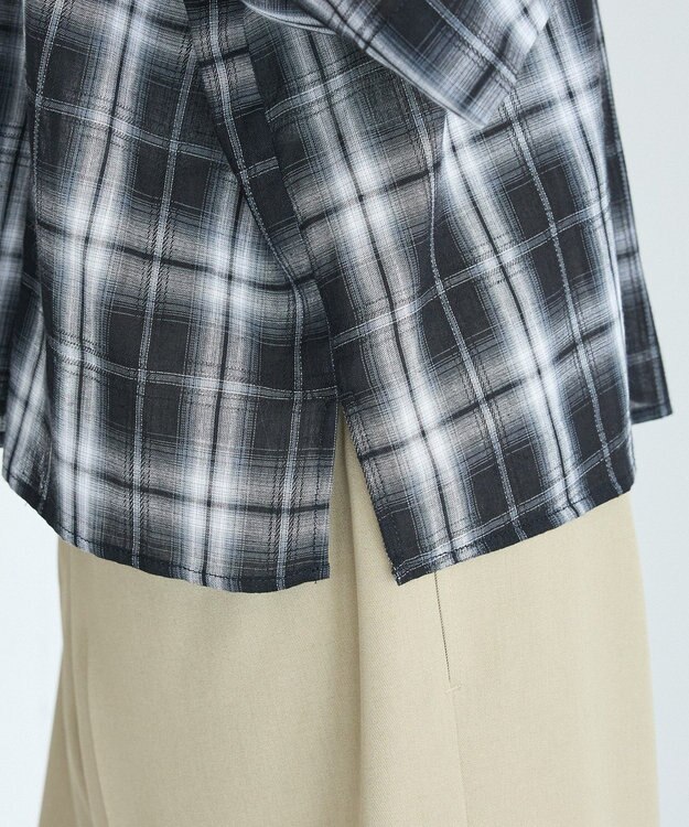 CRAFT STANDARD BOUTIQUE バックギャザーポンチョシャツ Check Black