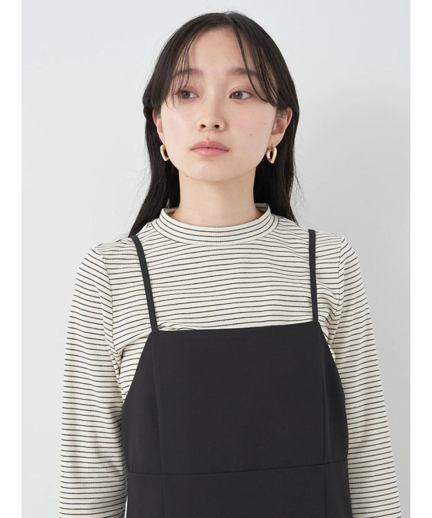 earth music&ecology バックスリットＩラインキャミワンピース Black