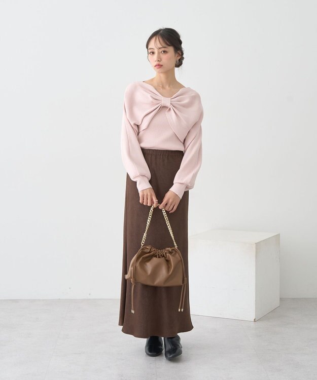 earth music&ecology 【WEB限定】リボンニットアンサンブル Pink