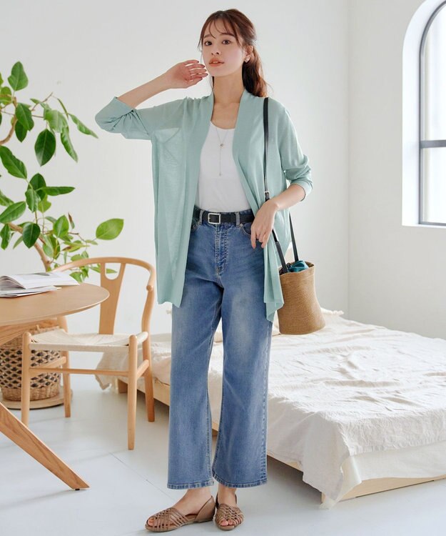 Tiaclasse L 【新色追加・UVケア・接触冷感】ロングトッパーカーディガン ミント