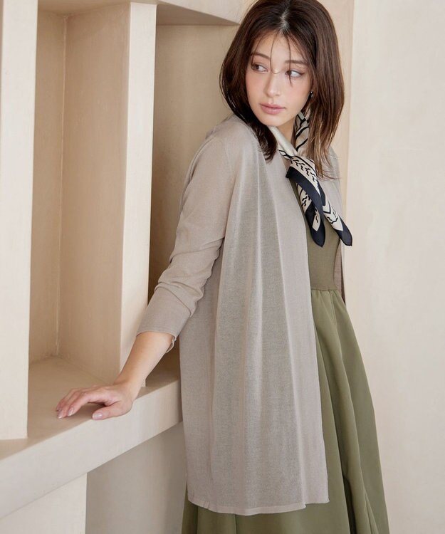 Tiaclasse L 【新色追加・UVケア・接触冷感】ロングトッパーカーディガン ベージュ