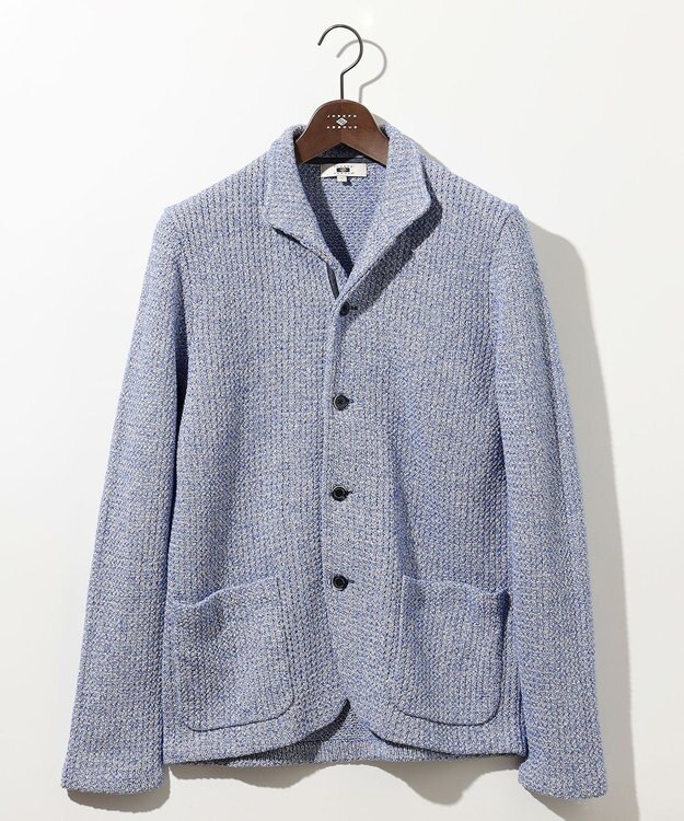 JOSEPH ABBOUD 【和紙使用エコ素材/日本素材/軽量/通気性/速乾性】和紙ムリネ ニット ジャケット ブルー系