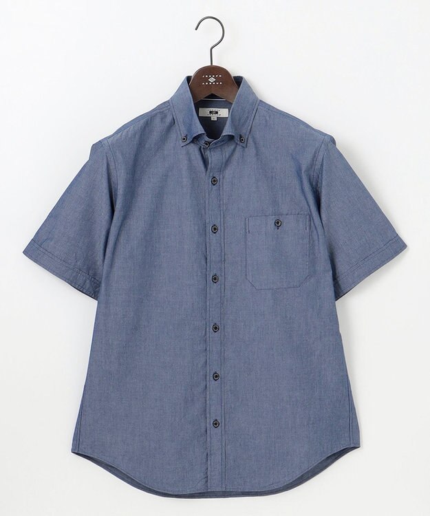 JOSEPH ABBOUD クールビズ【新作・環境配慮型素材】サスティナブルファブリック ビオグレースシャンブレー シャツ ネイビー系