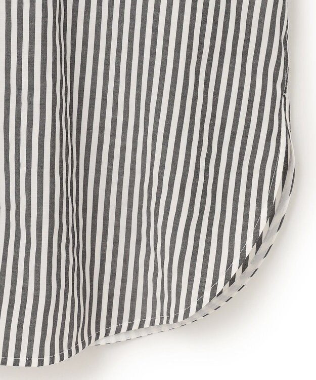 ICB 【洗える】 アルコットストライプ シャツブラウス ブラックストライプ系