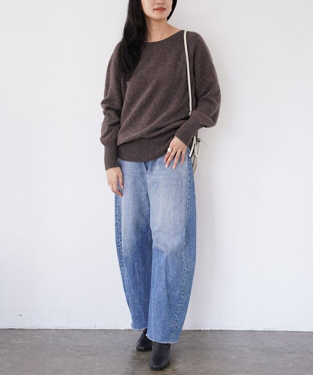 TOQUE 〈大草直子さんアドバイザー〉ベビーアルパカ×ウール縮絨ニットラグランスリーブ ブラウン