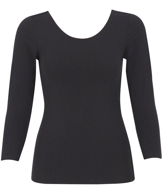 Wing あったかインナー 綿100％(肌側) アウターにひびきにくい ムレにくい 【綿の贅沢 ここちフラット】 8分袖 長袖 秋 冬 EL4873 ウイング／ワコール ブラック