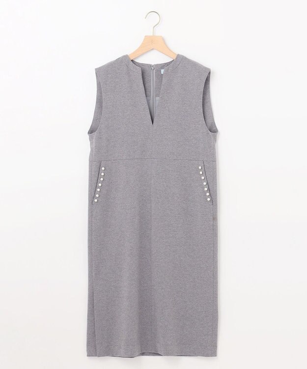 組曲 S 【パール釦付き】 ウールライクジャンパースカート ライトグレー系