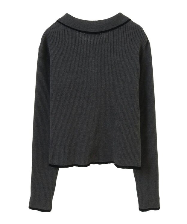 earth music&ecology バイカラートリムニットカーディガン Charcoal Gray