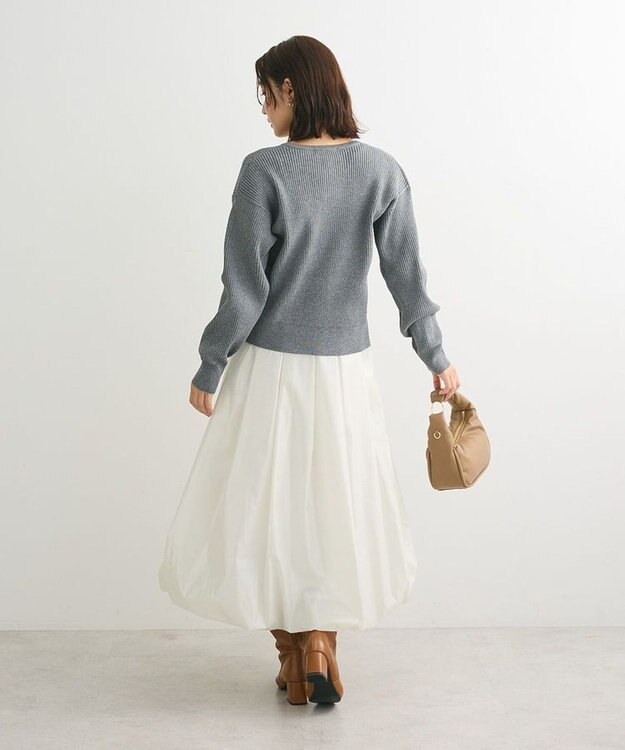 Green Parks ＺＩＰ付きニットカーディガン Gray Mixture